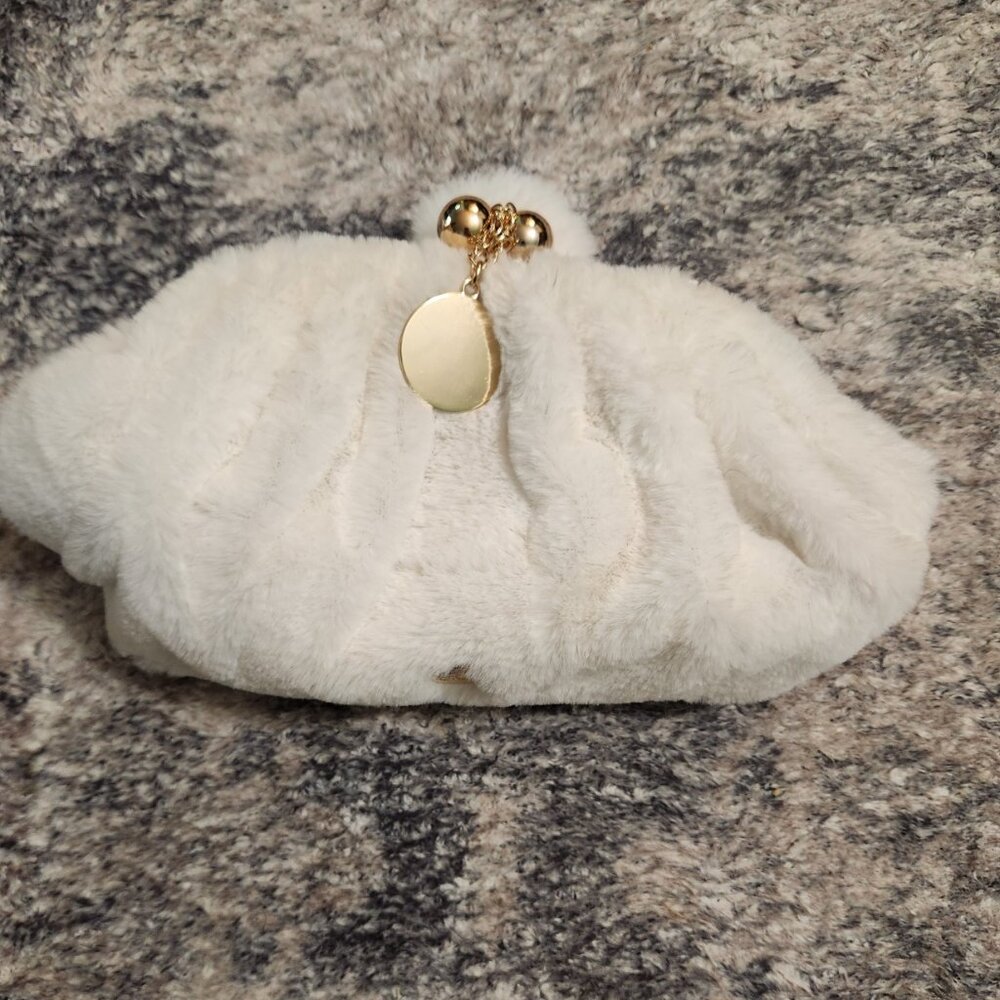 White Faux Fur Clutch | Winter Moonlight | One Size